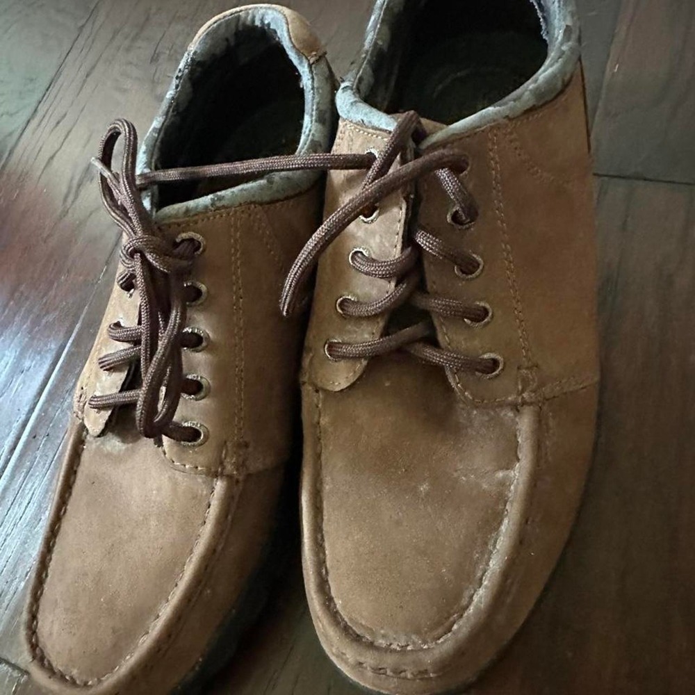Thom McAn Mens Shoes Sz 11 Brown Leather Moc Toe Oxford Casual Lace Up Lug Sole